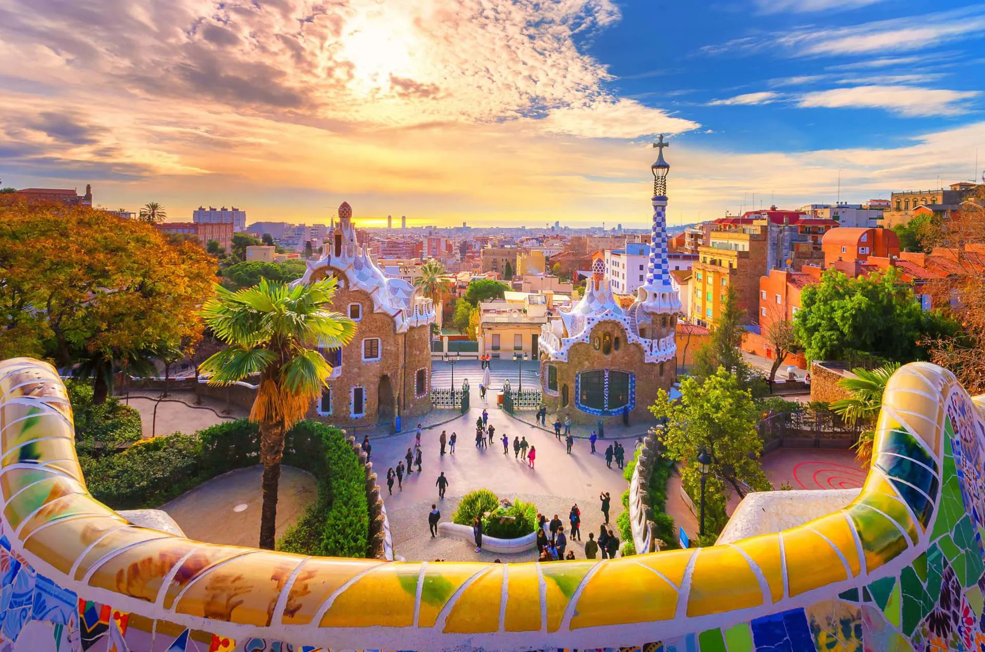 Barcelona Park Guell Architecture Image