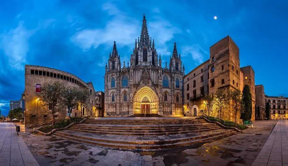 Barcelona Cathedral Architecture Building Night Image