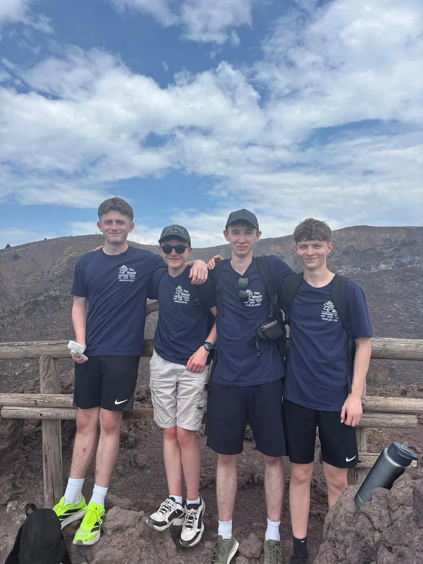 Boys of a field trip in Bay of Naples